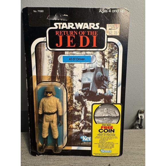 Vintage 1983 Kenner Star Wars ROTJ AT-ST Driver 77 Back Boba Fett Coin – MOC